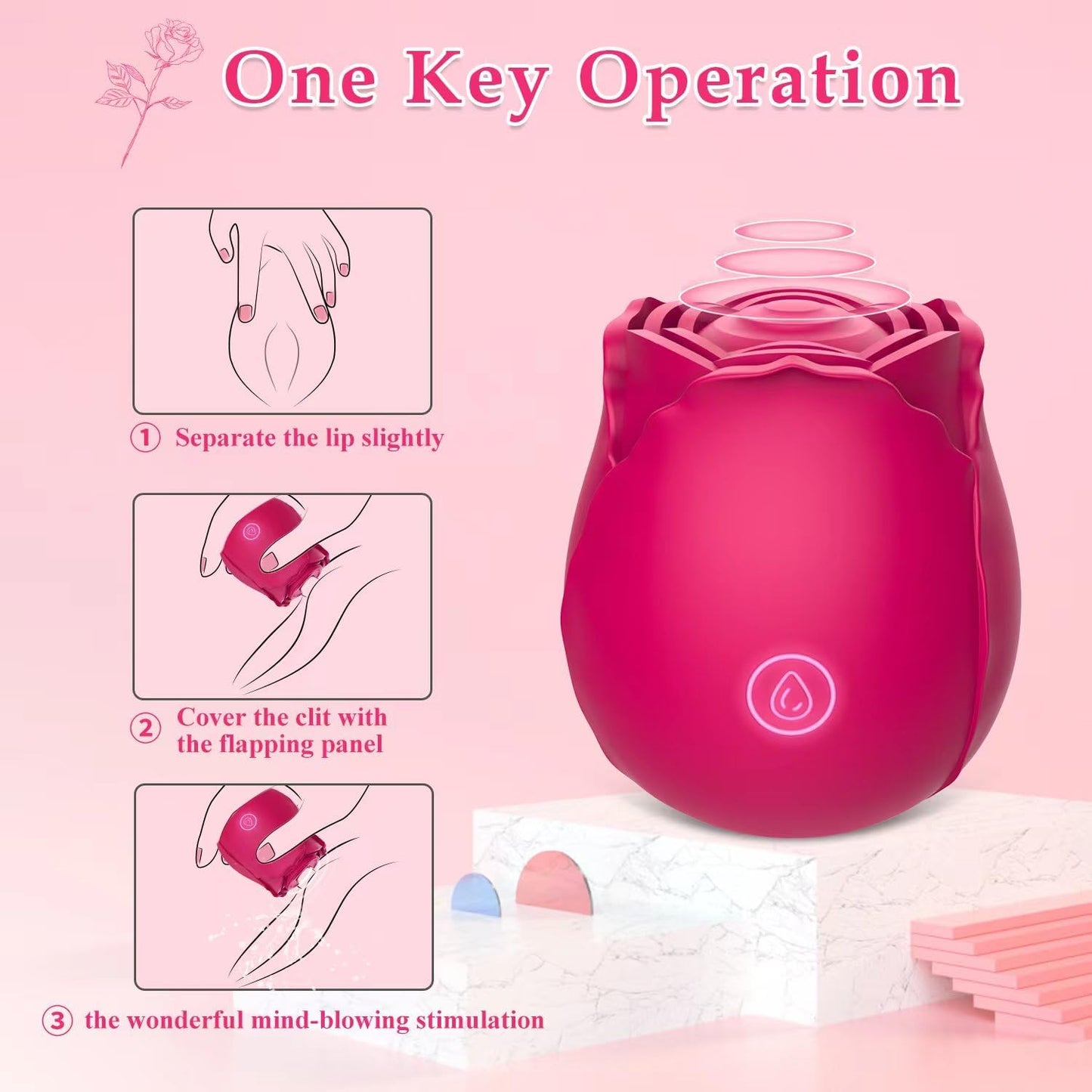 Midnight Thrills elegant and quiet rose vibrator with 7 tapping modes