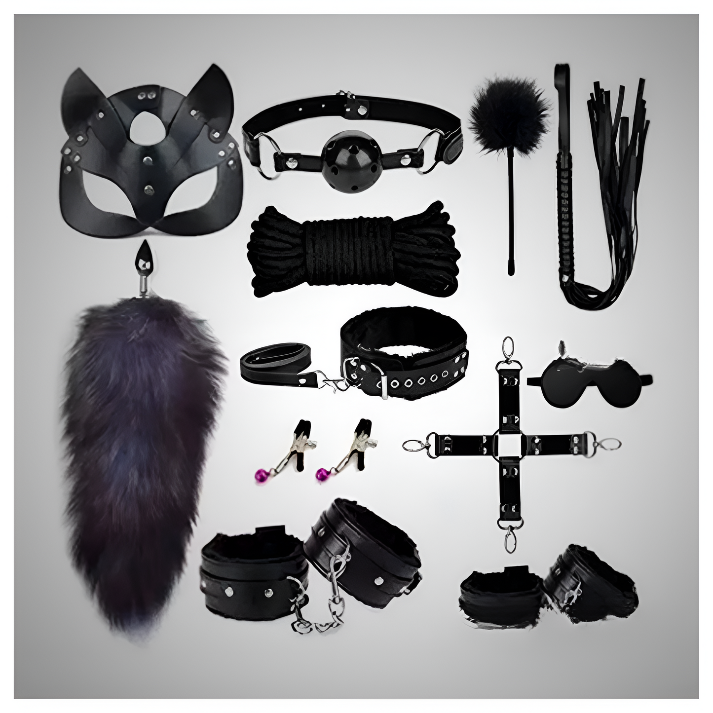 Midnight Thrills 12 Piece Clever Fox Bondage Kit with restraints and blindfold