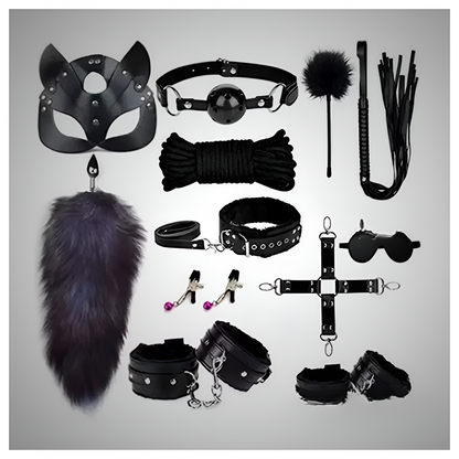 Midnight Thrills 12 Piece Clever Fox Bondage Kit with restraints and blindfold