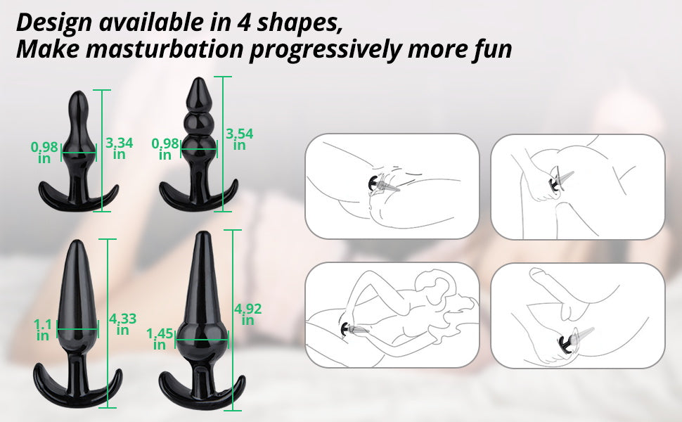 4-in-1 Anal Plug Set – Black TPE Beginner-Friendly Training Kit