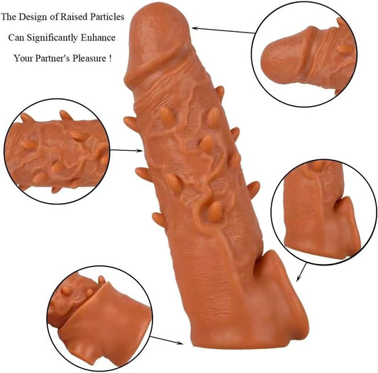 Midnight Thrills Textured Silicone Penis Sleeve with Delay Ejaculation Ring